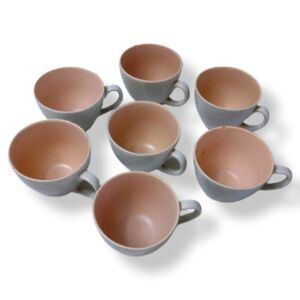 Vintage Poole Pottery Twintone Peach Bloom and Seagull  Coffee Cups x 7